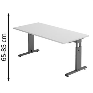 Schreibtisch Hammerbacher O-Serie, lichtgrau / graphit