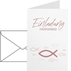 Einladungskarten itenga 33103162, Altrosa, für Konfirmation