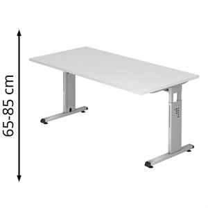 Schreibtisch Hammerbacher O-Serie, weiß / silber