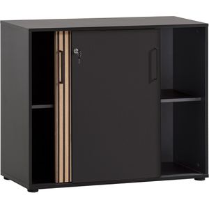 Produktbild für Schiebetürenschrank Möbelpartner Hank, eiche / schwarz