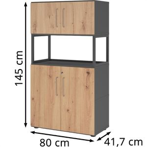 Produktbild für Kombischrank Hammerbacher FW48K5RG, asteiche / graphit