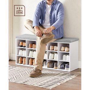 Produktbild für Schuhbank Vasagle LHS015WB02, weiß, aus Holz