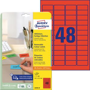 Produktbild für Universaletiketten Zweckform L6038-20, rot