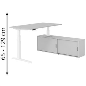 Produktbild für Schreibtisch Hammerbacher XBHM 30739, lichtgrau, mit Sideboard