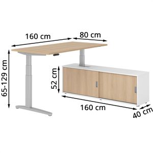 Produktbild für Schreibtisch Hammerbacher XBHM, 30272, eiche, mit Sideboard