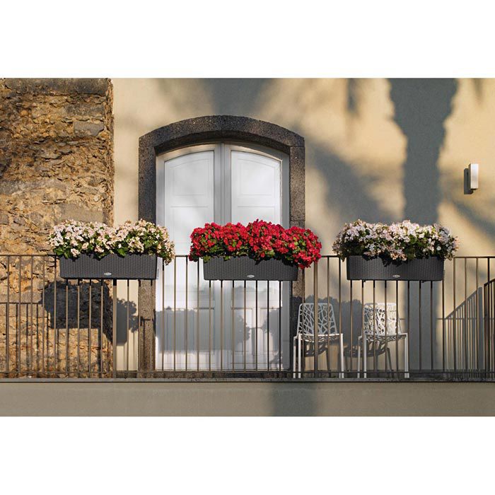 Lechuza Blumenkasten BALCONERA Cottage 80 granit, 79 x 19 x 19 cm