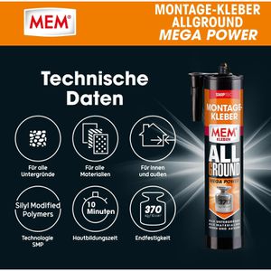 Produktbild für Montagekleber MEM Allground Mega Power, 450g