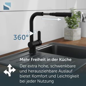 Produktbild für Küchenarmatur Schütte London, schwarz matt