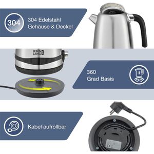Produktbild für Wasserkocher LEBENLANG LBE2662, silber