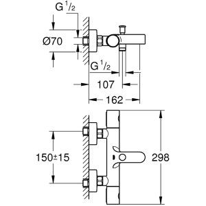 Produktbild für Badewannenarmatur GROHE Grohtherm 800 Cosmopolitan, aus Metall
