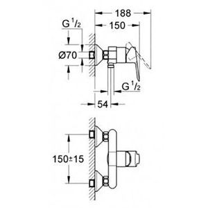 Produktbild für Duscharmatur GROHE BauEdge Brausearmatur, 23333000, verchromt