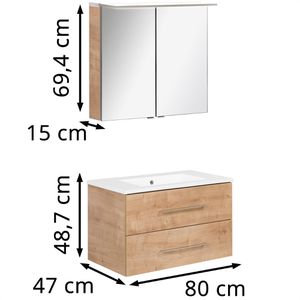Produktbild für Waschtisch Fackelmann B.perfekt, mit Spiegelschrank, eiche