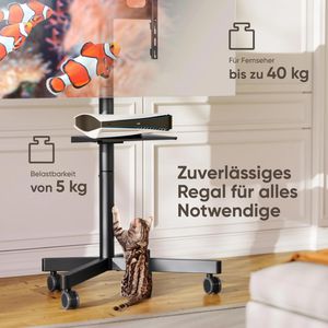Produktbild für TV-Ständer Onkron TS1137-B, Ablage &amp; Rollen, schwarz, Metall