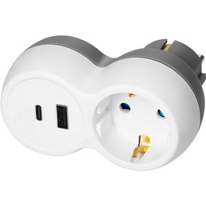 Steckdosenadapter Orno AE-13281(GS), weiß-grau