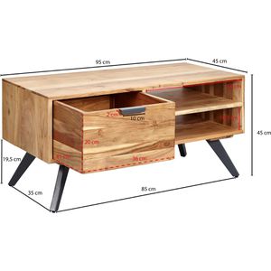 Produktbild für Couchtisch Wohnling WL6.154, aus Massivholz, akazie