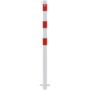 Absperrpfosten Schake 460B/1, 1 Öse, rot/weiß, aus Metall