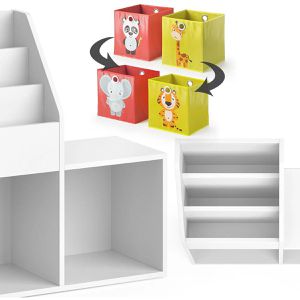 Produktbild für Bücherregal Vicco Luigi Mini, weiß, mit 2 Faltboxen
