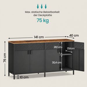 Produktbild für Sideboard Songmics LSC205BD01, aus Metall, schwarz