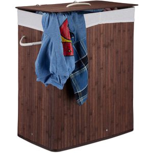 Relaxdays Wschekorb braun, mit Deckel & 2 Fchern, aus Bambus, faltbar, 55  x 63 x 35 cm , 95 Liter  Bttcher AG