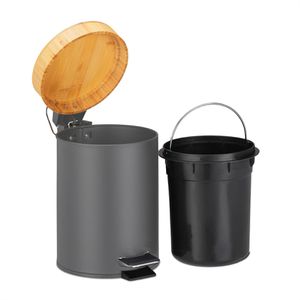 Produktbild für Mülleimer Relaxdays Bambus, grau