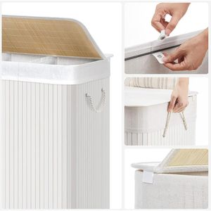 Produktbild für Wäschekorb Songmics LCB091W01, weiß, mit 3 Fächern
