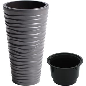 Produktbild für Übertopf Prosperplast Sand Slim, steingrau, Ø 35 x 62 cm