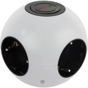 Produktbild für Steckdosenwürfel REV-Ritter Powerglobe, Schalter, weiß/schwarz