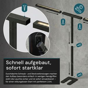 Produktbild für Stehlampe Luxula LX700134, LED, schwarz, 194 cm