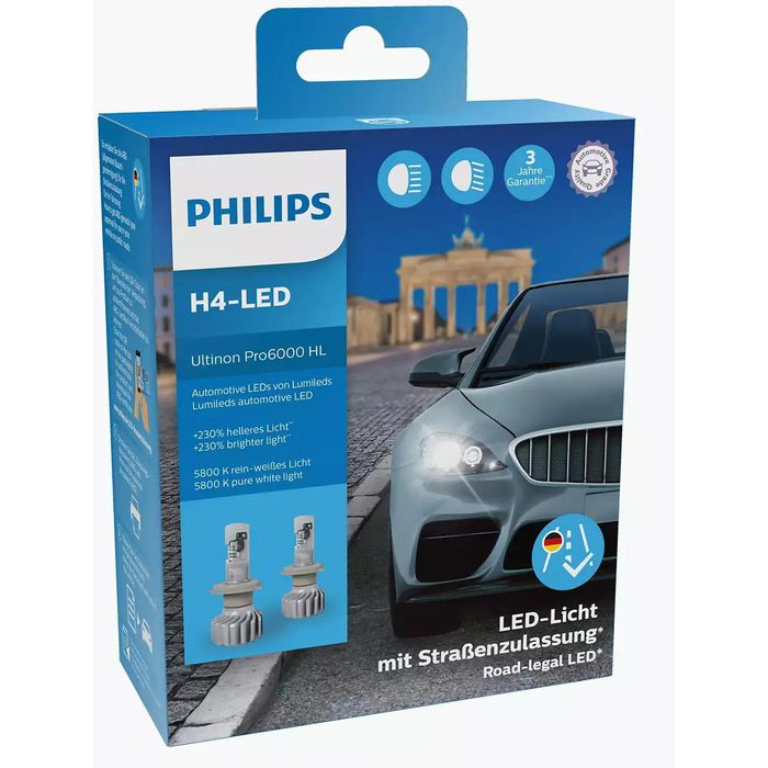 Philips Auto-Lampe Ultinon Pro6000 LED 11342U6000, H4, 12V,  Scheinwerferlampe, 2 Stück – Böttcher AG