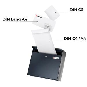 Produktbild für Briefkasten Metzler BK212-H2, anthrazit, aus Stahl