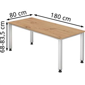 Produktbild für Schreibtisch Hammerbacher Q-Serie, asteiche / silber