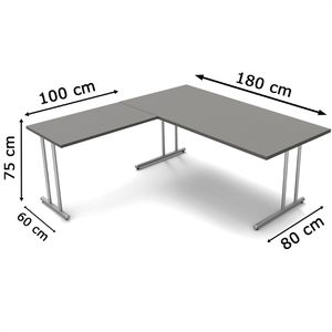 Produktbild für Schreibtisch Kerkmann start up, graphit / silber