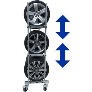 Produktbild für Reifenwagen Bertele Basic, aus Metall, silber, für 18 Reifen