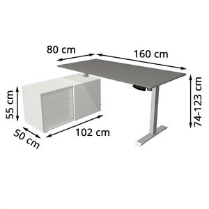 Produktbild für Schreibtisch Kerkmann Move 1, 2229, graphit, mit Sideboard
