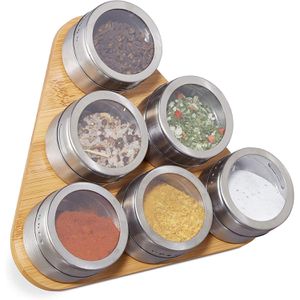 Gewürzregal Relaxdays 10028836, braun, mit 6 Gewürzdosen