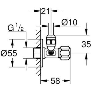 Produktbild für Eckventil GROHE 22029000, mit Drehverschluss