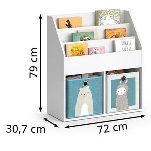 Produktbild für Bücherregal Vicco Luigi, weiß, mit 2 Faltboxen