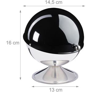 Produktbild für Zuckerdose Relaxdays 10030868 Zuckerkugel, silber / schwarz