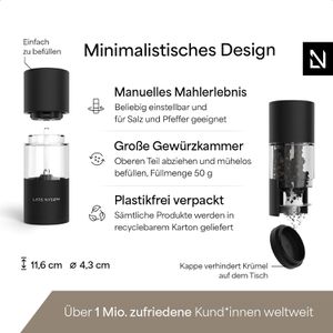 Produktbild für Gewürzmühle LARS-NYSØM Sjael Carbon Black, Höhe 11,6 cm