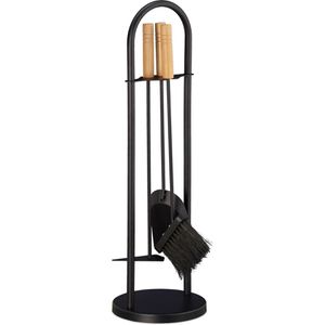 Produktbild für Kaminbesteck Relaxdays 10028780 aus Metall, schwarz, 4-teilig