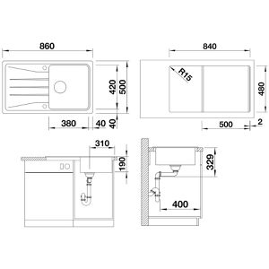 Produktbild für Spülbecken BLANCO SONA 5 S, Einzelbecken, vulkangrau