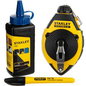 Stanley – 0-47-681, Schlagschnur Set, Marker AG & Kreide Böttcher 30m, Schnellkurbelsystem, FatMax, blau