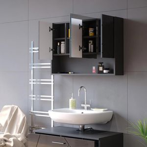 Produktbild für Spiegelschrank Vicco Irma, anthrazit hochglanz