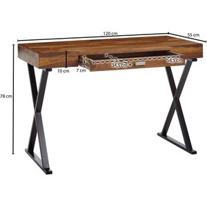 Produktbild für Schreibtisch Wohnling WL6.540, sheesham / schwarz