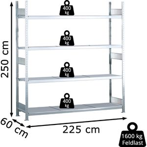 Produktbild für Weitspannregal Schulte 15604, 4 Metallböden