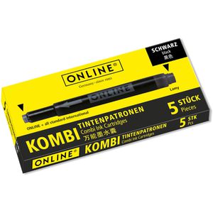 Füllerpatronen Online 17306 Kombipatrone, schwarz