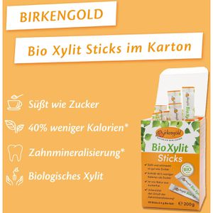 Produktbild für Zuckersticks Birkengold Xylit, weißer Zucker, BIO