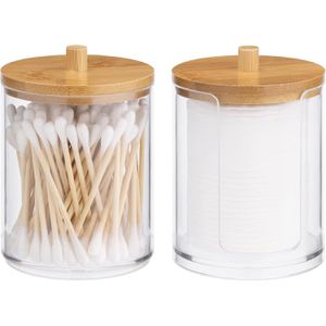 Wattestäbchenbehälter Navaris transparent, mit Bambusdeckel