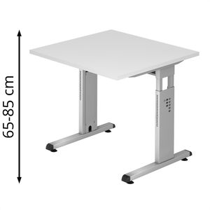 Produktbild für Schreibtisch Hammerbacher O-Serie, weiß / silber