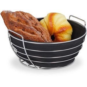 Produktbild für Brotkorb Relaxdays 10031045, aus Eisen verchromt / Stoff